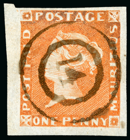 Stamp of Mauritius » 1848-59 Post Paid Issue » Early Impressions (SG 6-9) 1d. orange-vermilion on grey paper, early impressions,