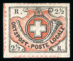 Stamp of Switzerland / Schweiz » "Waadt", "Neuenburg", "Winterthur" 1850, Winterthur, ungebraucht ohne Gummi