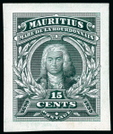 Stamp of Mauritius » 1899 Birth Bicentenary of la Bourdonnais (SG 136) 1899 Mahé de la Bourdonnais complete stamp size die proof in myrtle-green