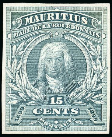 Stamp of Mauritius » 1899 Birth Bicentenary of la Bourdonnais (SG 136) 1899 Mahé de la Bourdonnais colour trial in slate