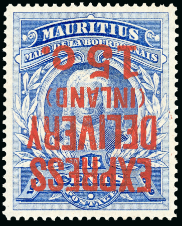 Stamp of Mauritius » Express Delivery Stamps Express delivery 1903-04 15. on 15c ultramarine, type E3 surcharge, variety surcharge inverted mint
