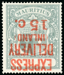 Stamp of Mauritius » Express Delivery Stamps 1904 15c. grey-green, type E3 surcharge, variety surcharge inverted, mint
