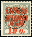 Stamp of Mauritius » Express Delivery Stamps 1904 15c. grey-green, type e3, variety surcharge double, one "LNIAND", used