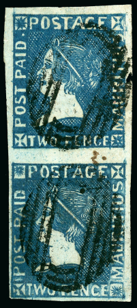 Stamp of Mauritius » 1859 Sherwin Issue (SG 40) 1859 Sherwin issue 2d. deep blue on bluish vertical