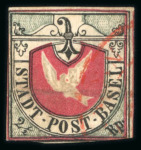 Stamp of Switzerland / Schweiz » Kantonalmarken » Basel 1845, Basler Taube der 2. Auflage, leicht entwertet mit grossem Zweikreisstempel Basel