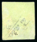 Stamp of Switzerland / Schweiz » Kantonalmarken » Genf 1846, grosser Adler gelbgrün, zart und zentrisch entwertet mit roter Genfer Rosette (AW2)