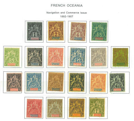 Stamp of Colonies françaises » Océanie Océanie : 1892-1907, type Groupe Y&T n° 1-20 complet