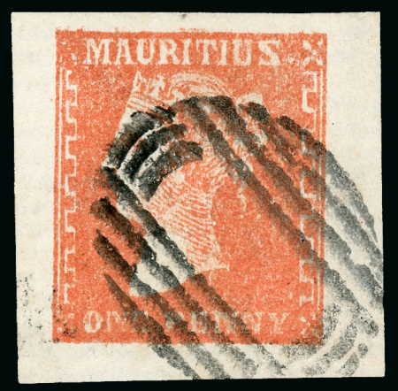 Stamp of Mauritius » 1859 Dardenne Issue (SG 41-44) 1859 Dardenne Issue, 1d. Vermilion, Large to huge margins