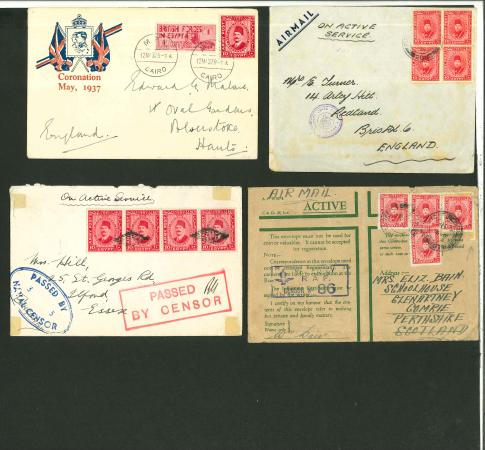 Stamp of Egypt » British Forces in Egypt 1933-41 Group of seven covers with various frankings,