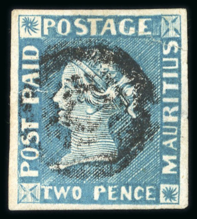 Stamp of Mauritius » 1848-59 Post Paid Issue » Early Impressions (SG 6-9) 2d blue, used with good even margins, some defects,