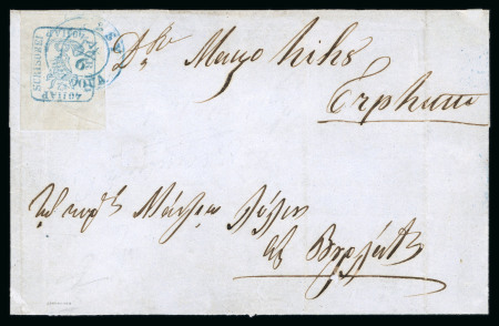 Stamp of Romania » 1858 (1st Nov.) - 1861 Moldavia - Handstruck at Jassy - Imperforate 40pa blue on white pelure paper, extremely large to