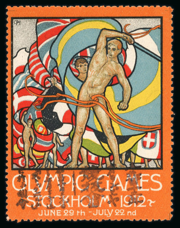 Stamp of Olympics » 1912 Stockholm » Vignettes 1912 Stockholm group of official poster vignettes with various languages including Japanese overprint on English version
