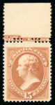 Stamp of United States » 1879-93 Bank Notes Issue -American Bank Note 15c red orange, mint nh top imprint sheet marginal