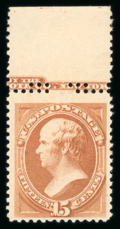 Stamp of United States » 1879-93 Bank Notes Issue -American Bank Note 15c red orange, mint nh top imprint sheet marginal