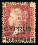 Stamp of Cyprus » Overprinted Stamps of Great Britain 1881 1/2d on 1d red, lettered KG, plate 216, used,