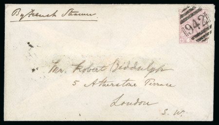 Stamp of Cyprus » British Post Offices 1878 (26.10) Envelope "By French Steamer" from Larnaca