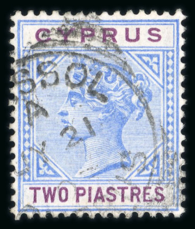 Stamp of Cyprus » Queen Victoria Keyplate Issues 1894-96 2pi blue and purple, used with part Limassol