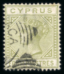 Stamp of Cyprus » Queen Victoria Keyplate Issues 1881 CC 4pi pale olive-green, mint and used singles,
