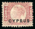 Stamp of Cyprus » Overprinted Stamps of Great Britain 1880 1/2d rose, lettered CH, plate 19, very fine mint,
