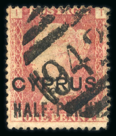 Stamp of Cyprus » Overprinted Stamps of Great Britain 1881 1/2d on 1d red, lettered TI, plate 201, used with