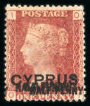 Stamp of Cyprus » Overprinted Stamps of Great Britain 1881 1/2d on 1d red, lettered OI, plate 215, mint with