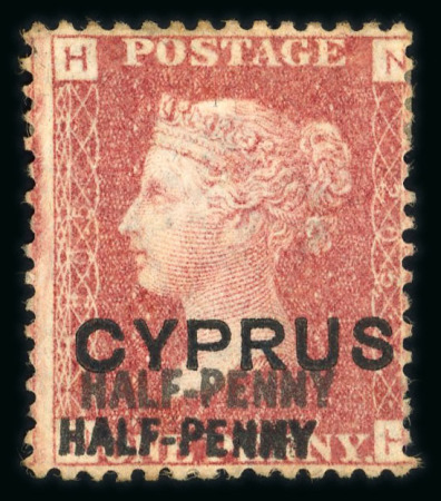 Stamp of Cyprus » Overprinted Stamps of Great Britain 1881 1/2d on 1d red, lettered NH, plate 205, mint with