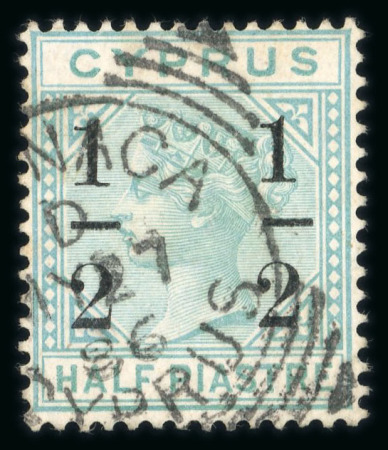 Stamp of Cyprus » Queen Victoria Keyplate Issues 1886 CC 1/2 on 1/2pi emerald-green, used with squared