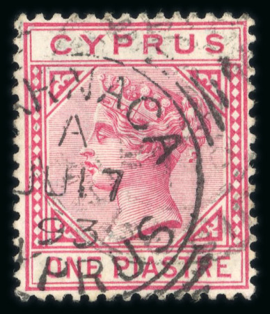 Stamp of Cyprus » Queen Victoria Keyplate Issues 1892 CA 1pi carmine, used with squared circle LARNACA