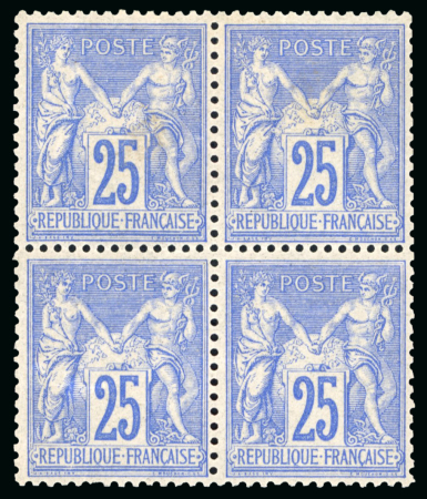 Stamp of France » Type Sage 1876-1900 1876, Sage Y&T n°78, 25c outremer type II, bloc de