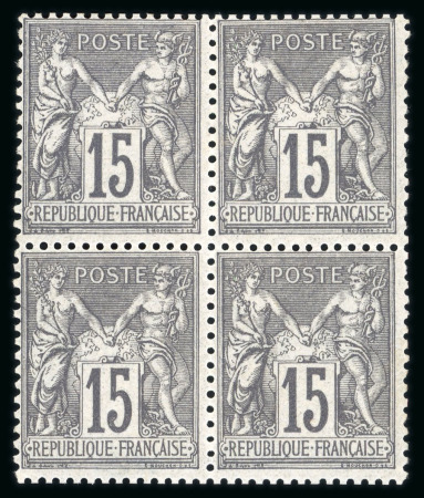 Stamp of France » Type Sage 1876-1900 CANCEL 1876, Sage Y&T n°77, 15c gris type II, bloc de 4 timbres