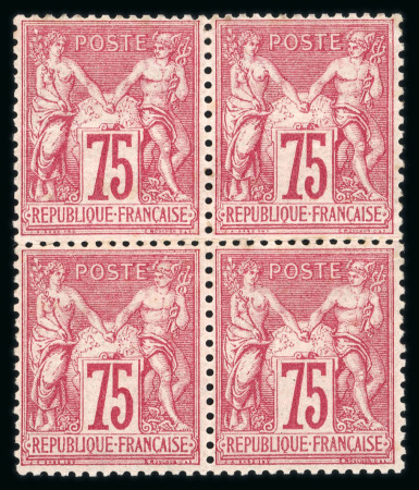 Stamp of France » Type Sage 1876-1900 1876, Sage Y&T n°71, 75c carmin type I, bloc de 4 timbres