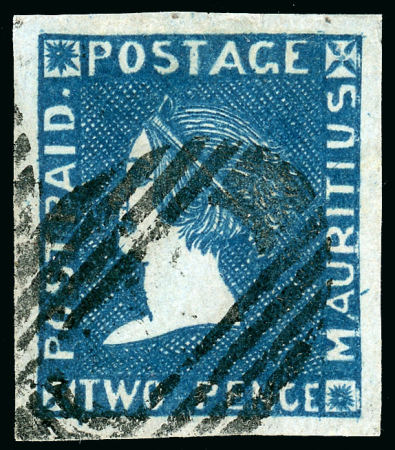 Stamp of Mauritius » 1859 Sherwin Issue (SG 40) 1859 Sherwin 2d. blue on bluish paper, position 6, a superb used example