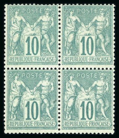Stamp of France » Type Sage 1876-1900 1876, Sage Y&T n°65, 10c vert type I, bloc de 4 timbres
