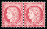 Stamp of France » Emission Cérès 1871-72 1871, Cérès Y&T n°57, 80c rose en paire horizontale,