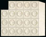 Stamp of France » Emission Cérès 1871-72 1871, Cérès Y&T n°52, 4c gris, bloc de 19 timbres neufs