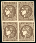 Stamp of France » Emission de Bordeaux 1870 1870, Bordeaux Y&T n°47, 30c brun, bloc de 4 timbres