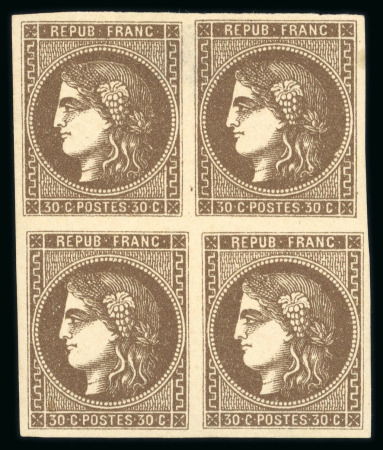 Stamp of France » Emission de Bordeaux 1870 1870, Bordeaux Y&T n°47, 30c brun, bloc de 4 timbres