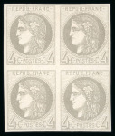 Stamp of France » Emission de Bordeaux 1870 1870, Bordeaux Y&T n°41B, 4c gris Report 2, bloc de