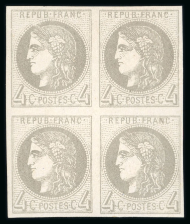 Stamp of France » Emission de Bordeaux 1870 1870, Bordeaux Y&T n°41B, 4c gris Report 2, bloc de