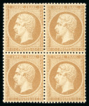 Stamp of France » Empire 1853-1862 1862, Napoléon dentelé Y&T n°21, 10c bistre en bloc