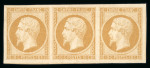 Stamp of France » Empire 1853-1862 1853, Napoléon Y&T n°13A, 10c bistre en bande horizontale