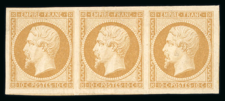 Stamp of France » Empire 1853-1862 1853, Napoléon Y&T n°13A, 10c bistre en bande horizontale