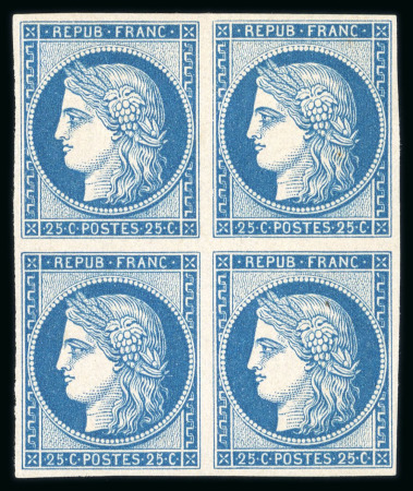 Stamp of France » Type Cérès de 1849-1850 1849, Cérès Y&T n°4d, 25c bleu, réimpression de 1862