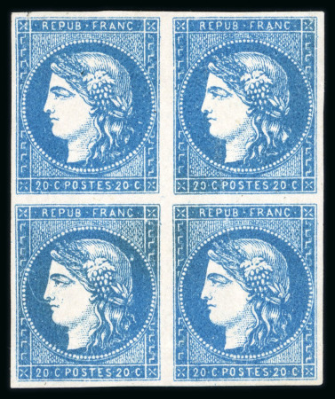 Stamp of France » Emission de Bordeaux 1870 1870, Bordeaux Y&T n°44B, 20c bleu Type 1 Report 2,