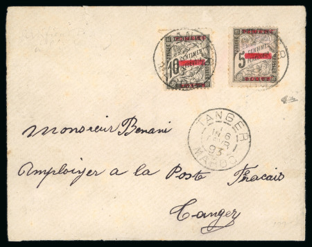 Stamp of Colonies françaises » Maroc 1893, Y&T n°9 et 10, taxes de France avec surcharge