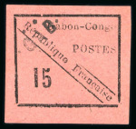Stamp of Colonies françaises » Gabon Gabon, 1889: Y&T n°14, 15c noir sur rose, neuf ** MNH