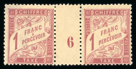 Stamp of France » Timbres-Taxe CANCEL 1896, Taxe Y&T n°39, 1f rose sur paille, paire avec