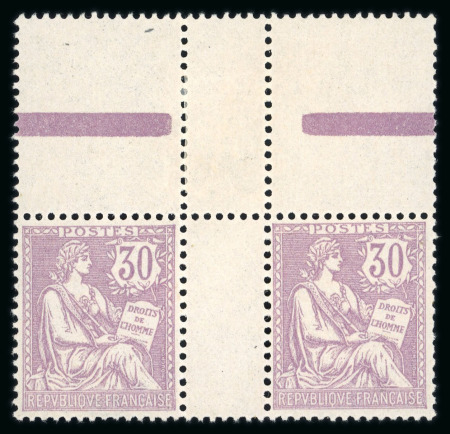 Stamp of France » Émissions à partir de 1900 1902, Mouchon retouché Y&T n°128, 30c violet en paire