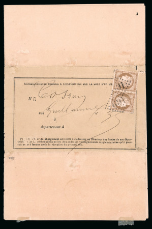 Stamp of France » Lettres Classiques 1871, Cérès Y&T n°58 tête-bêche sur avis de chargement