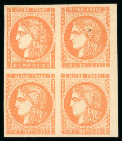 Stamp of France » Emission de Bordeaux 1870 1870, Bordeaux Y&T n°48, 40c orange, bloc de 4 timbres